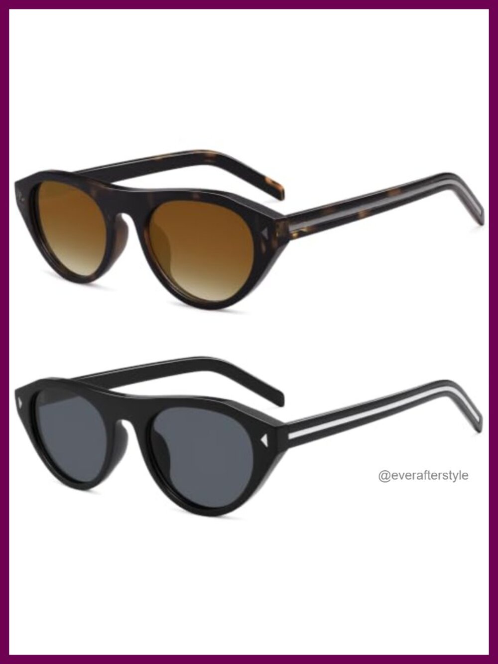 Small Oval Cateye Sunglasses UV400 Protection Retro Wide Frame